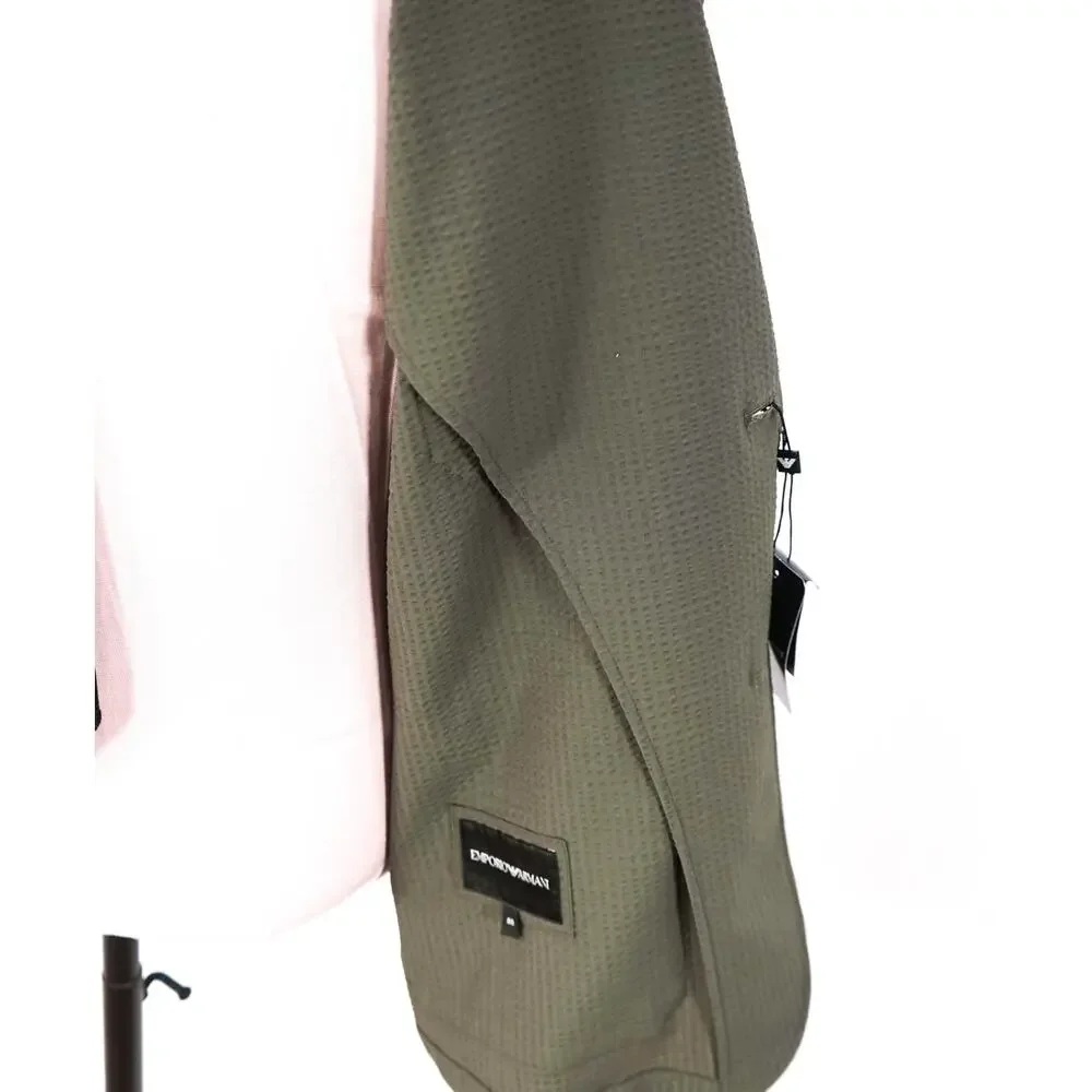 $895 EMPORIO ARMANI - Dark Green Seersucker Blazer - 40